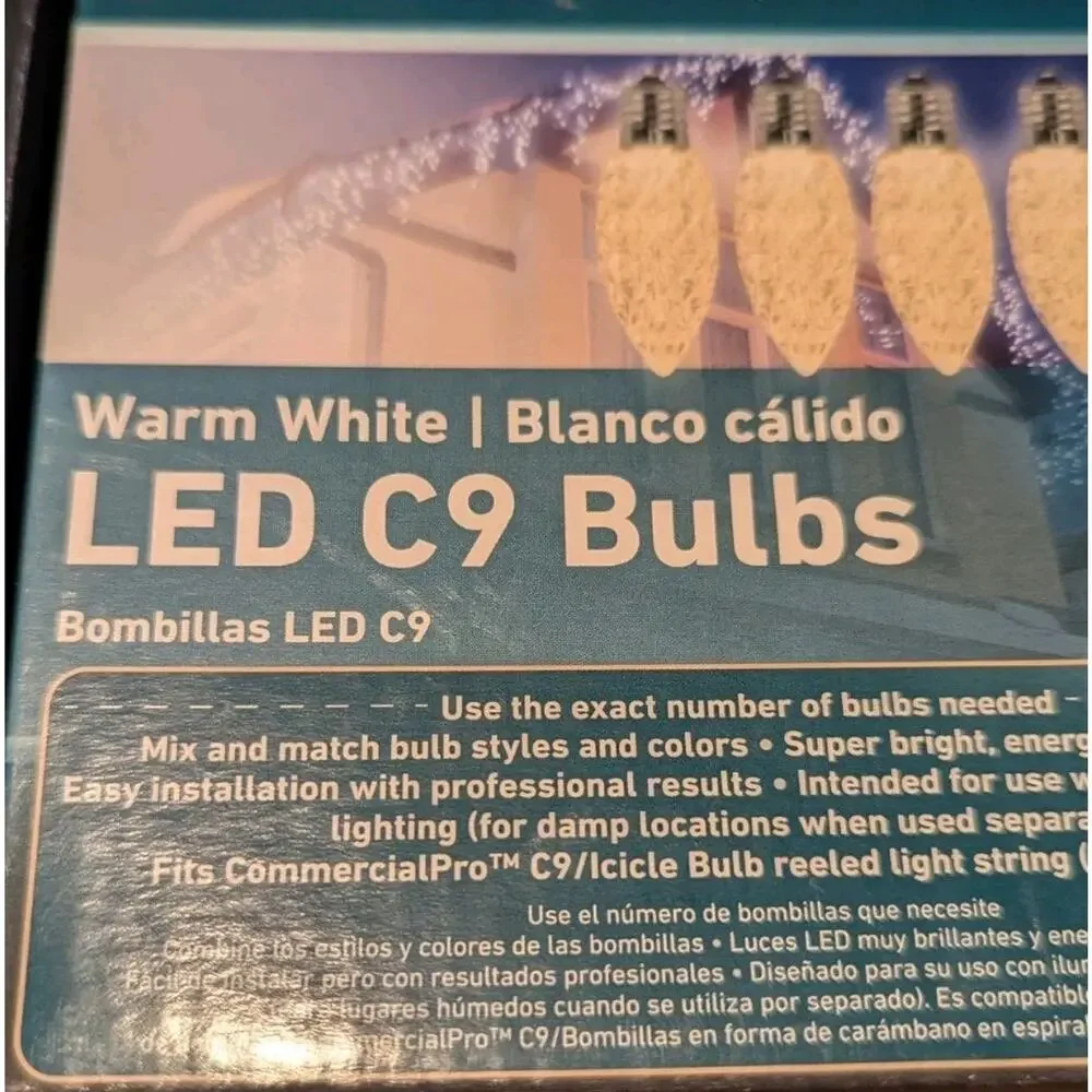 Commercial Pro Light Bulbs Warm White LED Christmas String (25 count) C9 E17